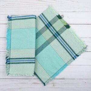 Fabric Dinner Napkins Trellis Plaid Fringe Set of 4 Cotton 20x20